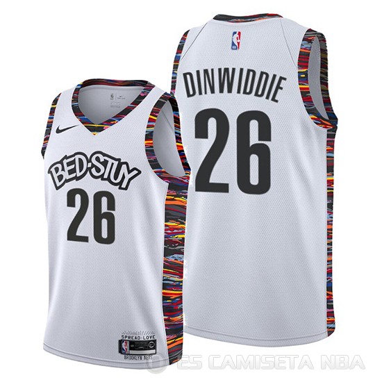 Camiseta Spencer Dinwiddie #26 Brooklyn Nets Ciudad Edition Blanco - Haga un click en la imagen para cerrar